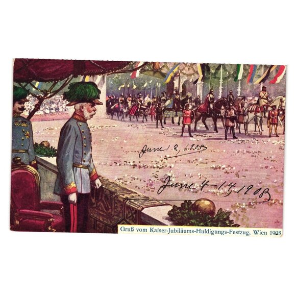 Vintage 1908 Kaiser Jubiläums Parade Festzug Postcard Austria Wien Verlag Kohn - Picture 1 of 2